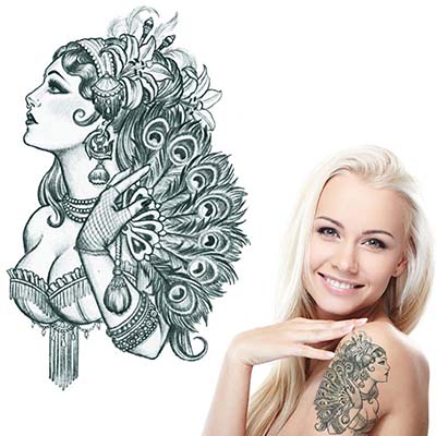 Noble Feminine for Women Girls Phoenix lupine Lady Design Water Transfer Temporary Tattoo(fake Tattoo) Stickers NO.10740